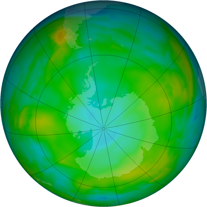 Antarctic ozone map for 06 July 2010